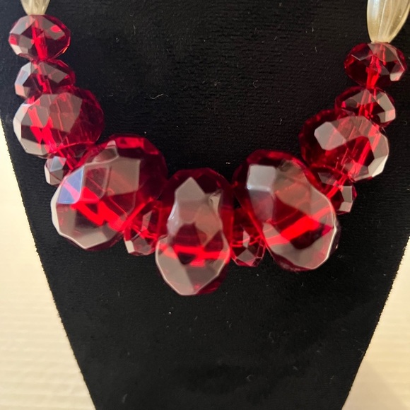 Coldwater Creek Red and Gold Statement Necklace - Picture 2 of 6